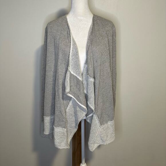Calypso St. Barth gray & white knit open front cardigan size S - Picture 2 of 11